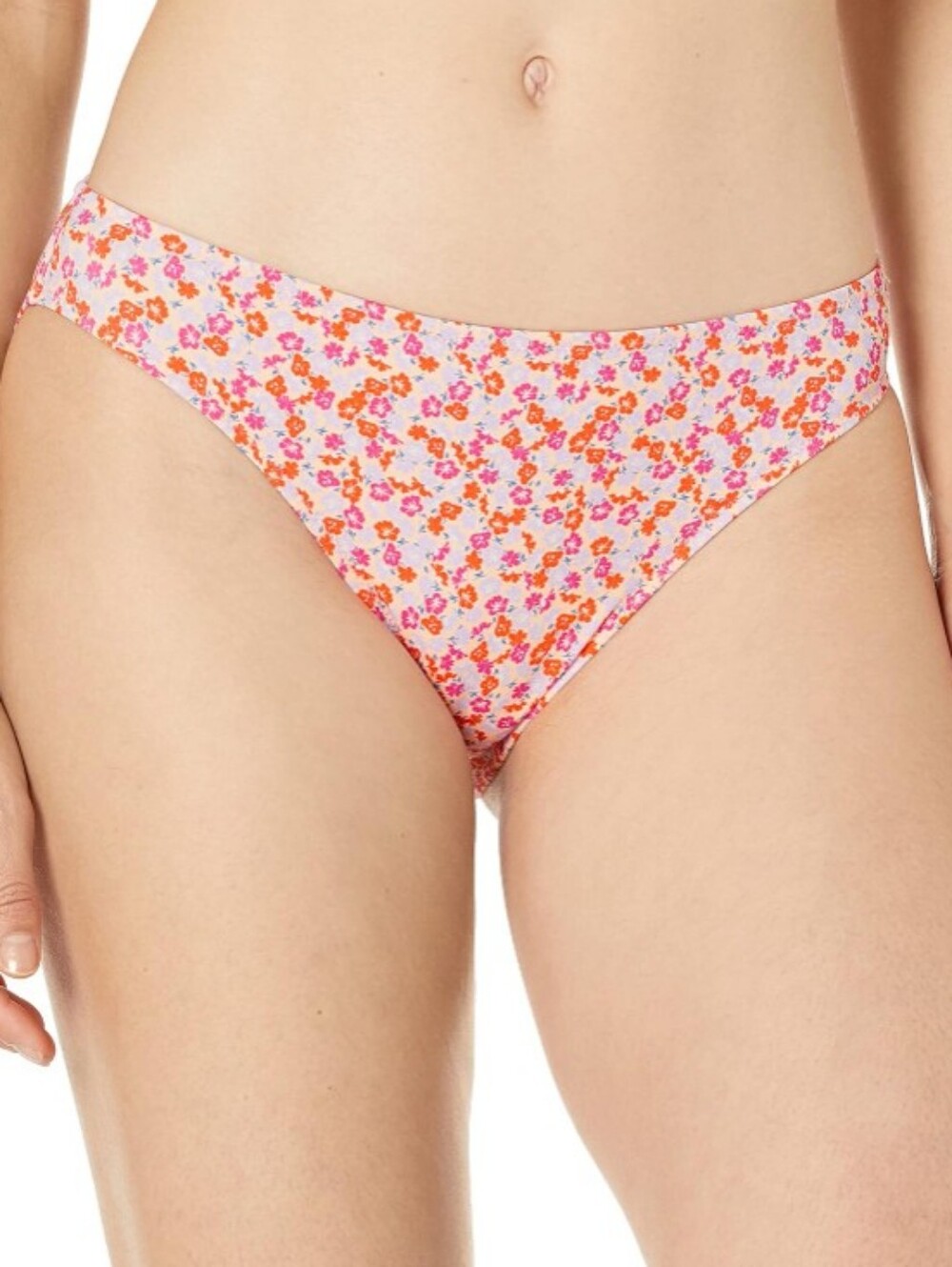 Amazon Essentials Peach Floral Full Coverage Low Rise Bikini Bottom Size XL NWT